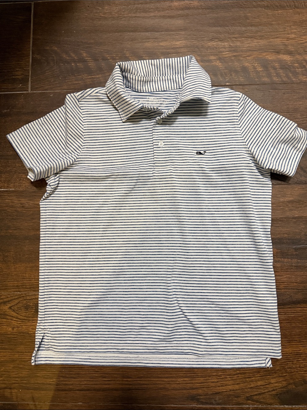 Vineyard vines, boys Size S (8-10) SANKATY  White & Navy Striped Polo
